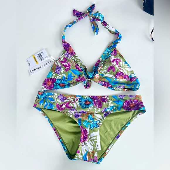 Lucky Brand Floral Print Swim Bikini Top and Bottom Collection
